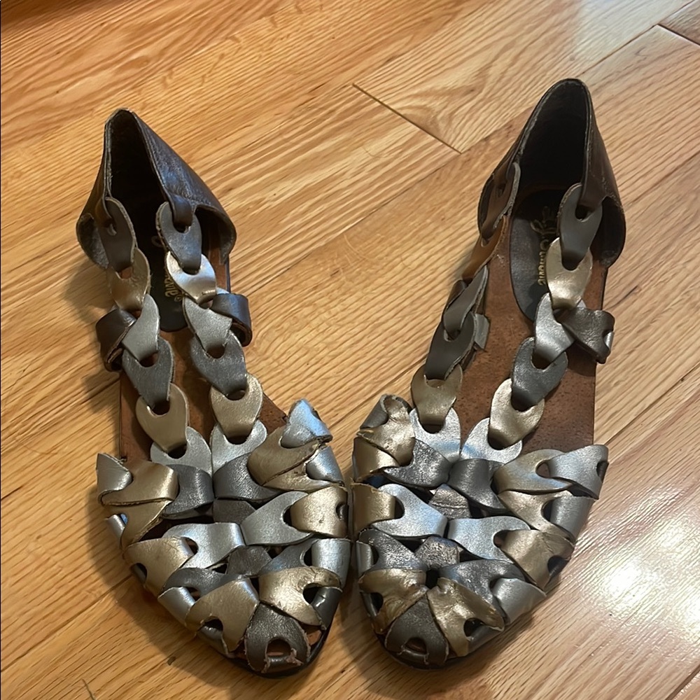 Chic Gold and Silver Loafers with Lattice Design